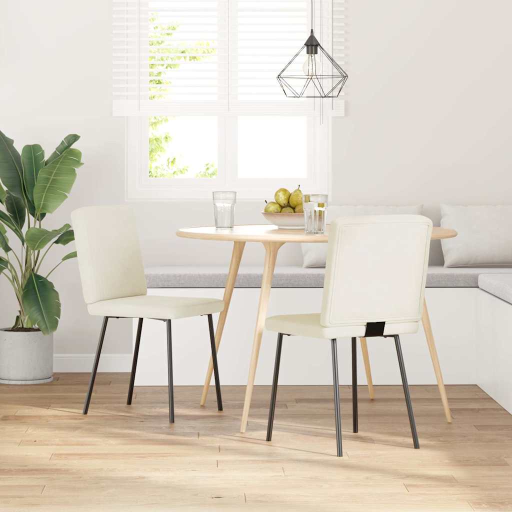 Eetkamerstoelen 2 st fluweel crèmekleurig is nu te koop bij PeponiXL, paradijselijk wonen!