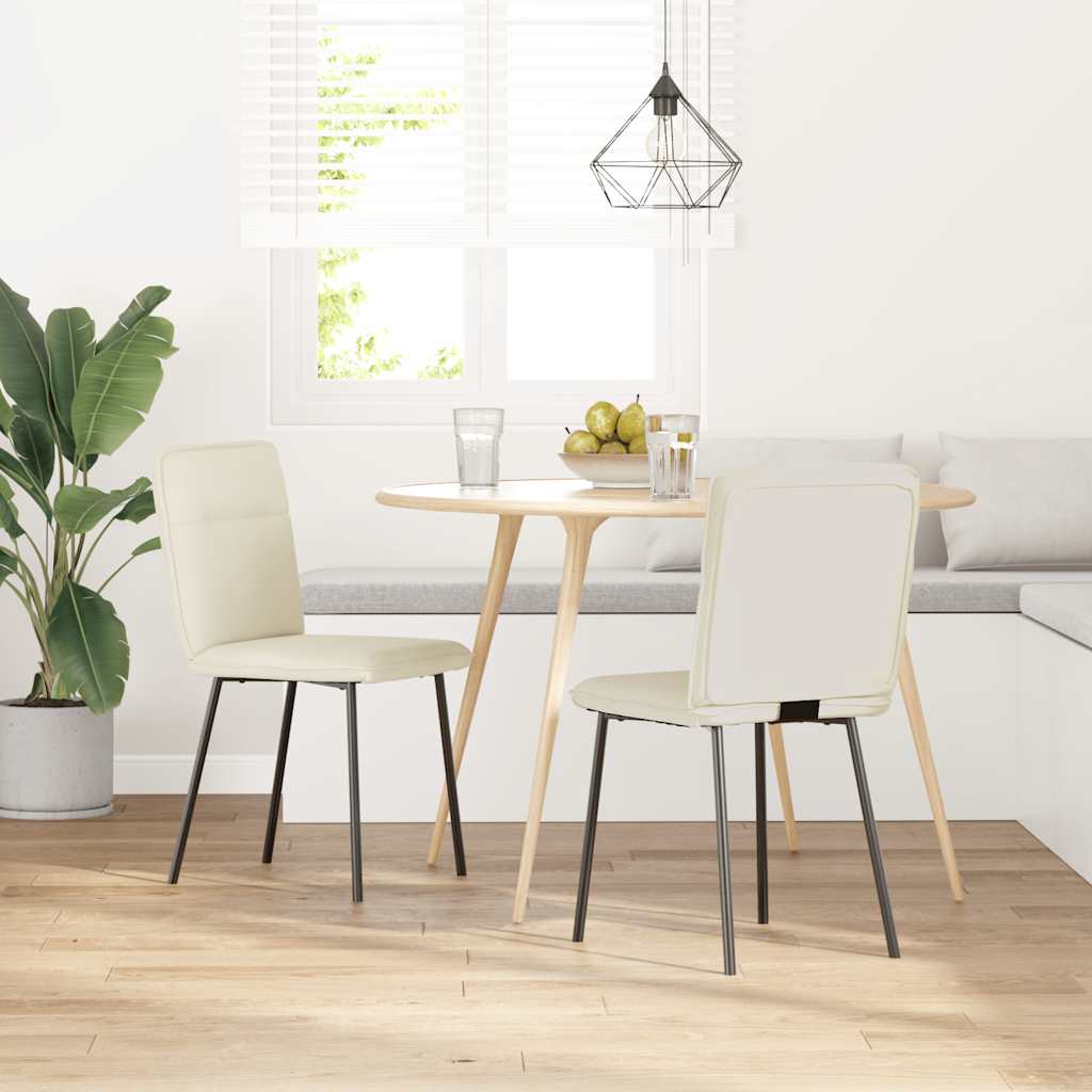 Eetkamerstoelen 2 st fluweel crèmekleurig is nu te koop bij PeponiXL, paradijselijk wonen!