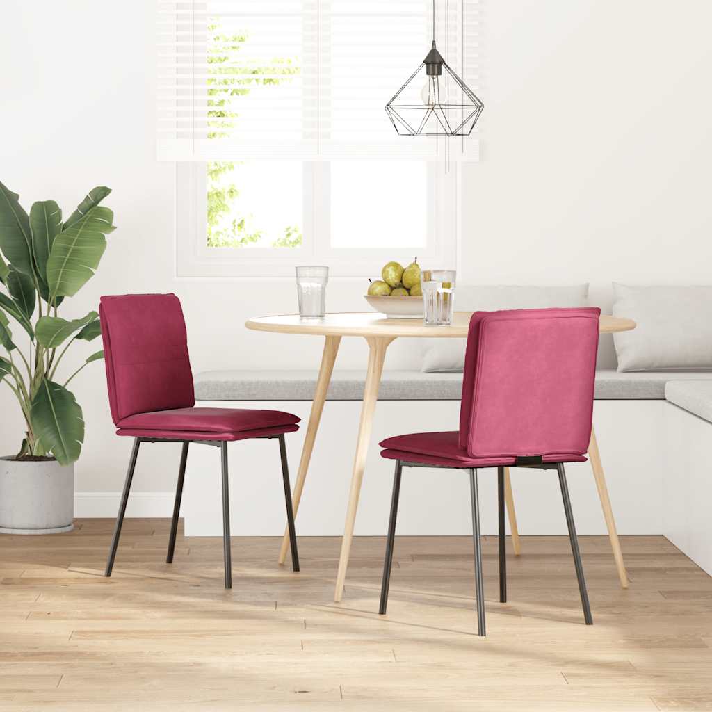 Eetkamerstoelen 2 st fluweel wijnrood is nu te koop bij PeponiXL, paradijselijk wonen!