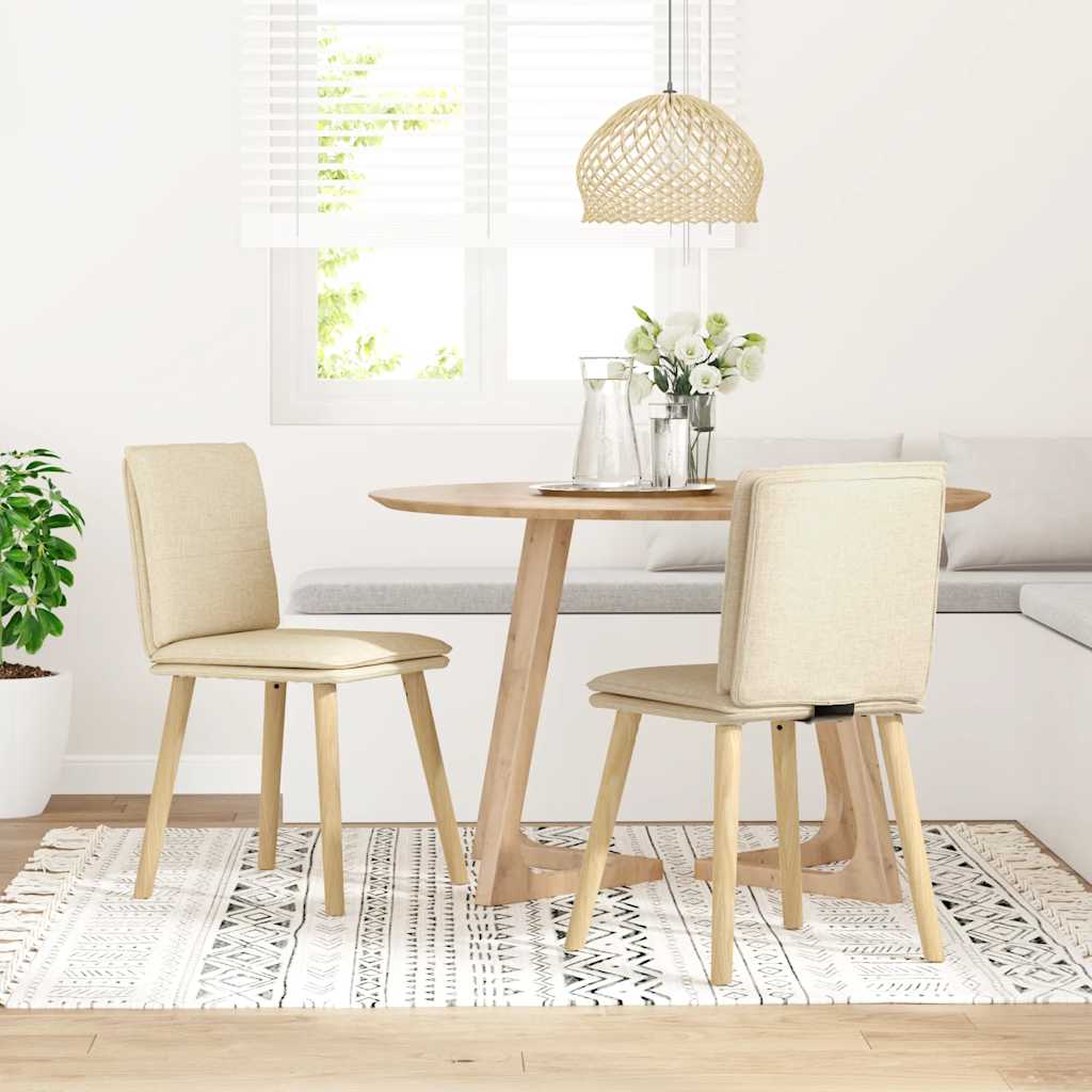Eetkamerstoelen 2 st stof crèmekleurig is nu te koop bij PeponiXL, paradijselijk wonen!
