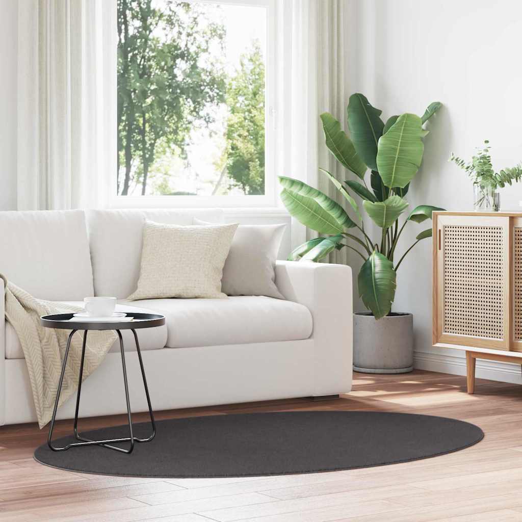 Vloerkleden Ovaal HUARTE Antraciet 100 x 200 cm 100% Polyester is nu te koop bij PeponiXL, paradijselijk wonen!