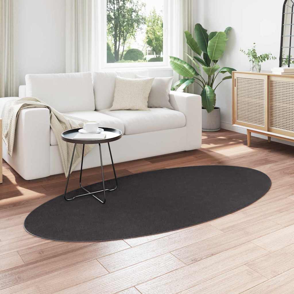 Vloerkleden Ovaal HUARTE Antraciet 100 x 200 cm 100% Polyester is nu te koop bij PeponiXL, paradijselijk wonen!