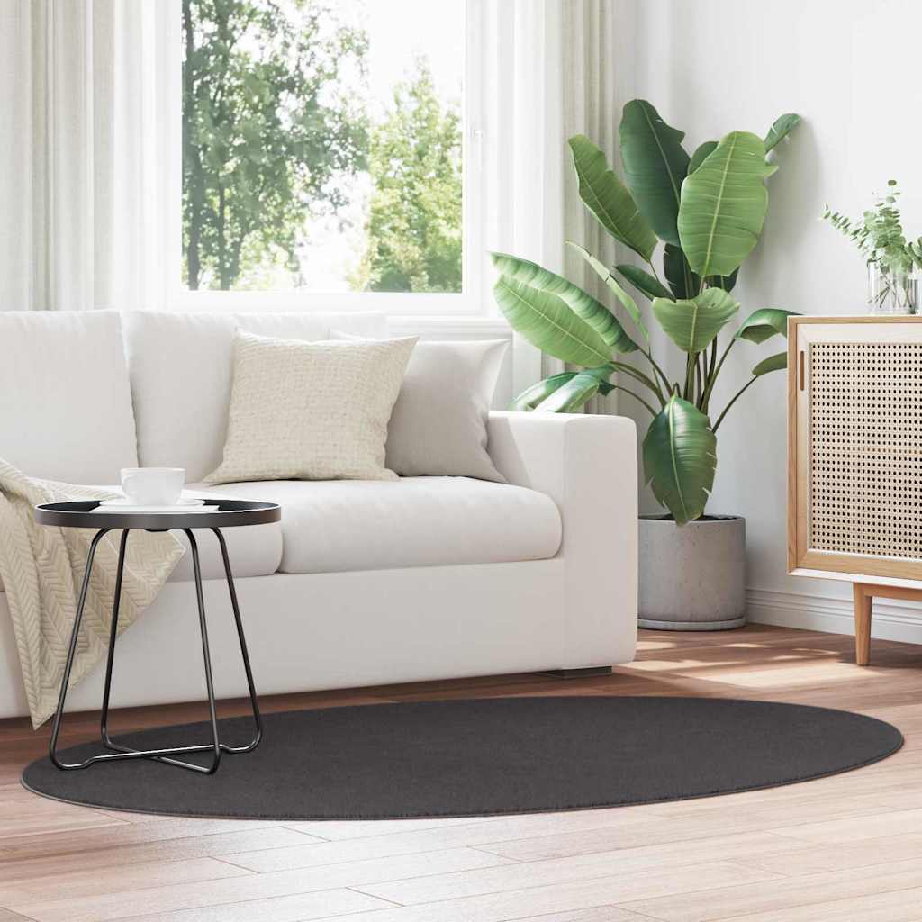 Vloerkleden Ovaal HUARTE Antraciet 120 x 170 cm 100% Polyester is nu te koop bij PeponiXL, paradijselijk wonen!