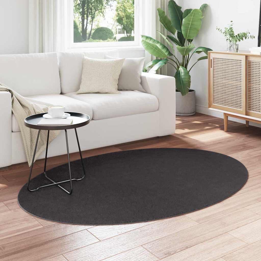 Vloerkleden Ovaal HUARTE Antraciet 120 x 170 cm 100% Polyester is nu te koop bij PeponiXL, paradijselijk wonen!