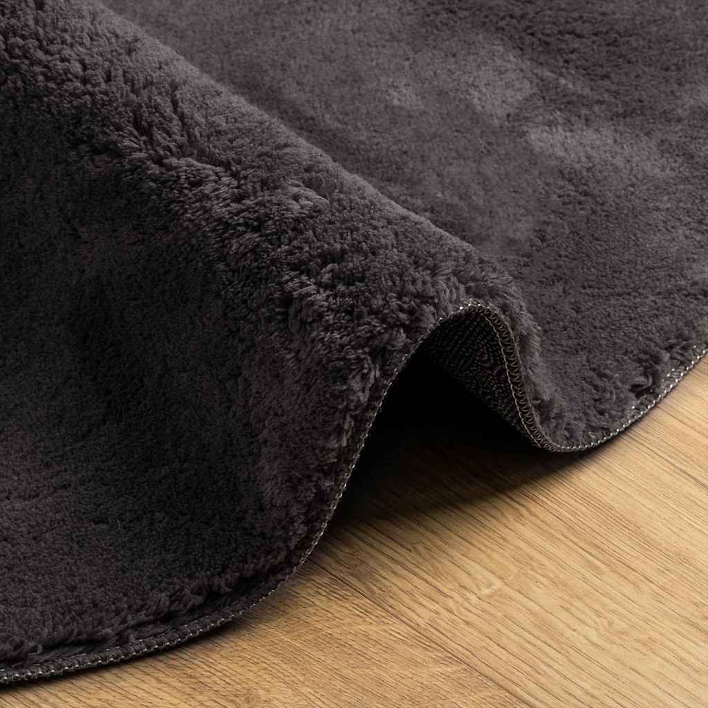 Vloerkleden Ovaal HUARTE Antraciet 160 x 230 cm 100% Polyester is nu te koop bij PeponiXL, paradijselijk wonen!