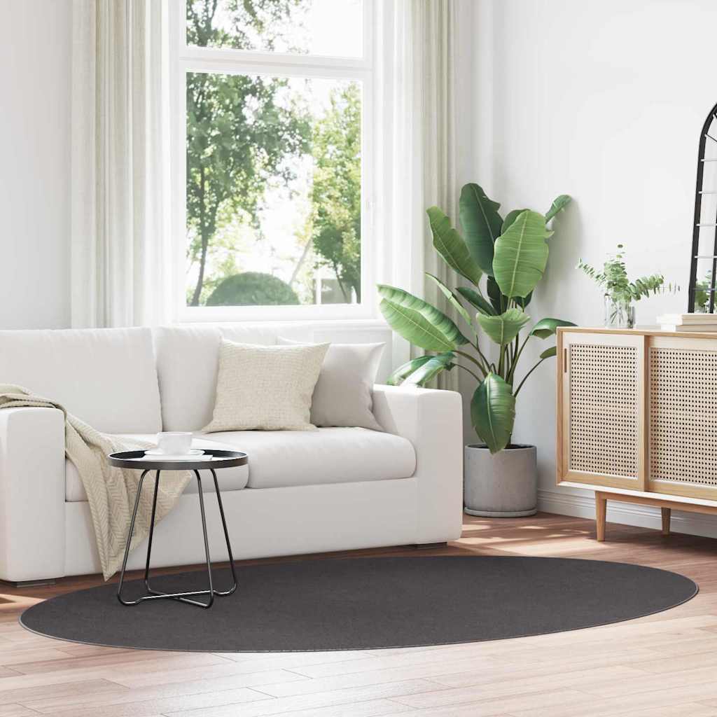 Vloerkleden Ovaal HUARTE Antraciet 160 x 230 cm 100% Polyester is nu te koop bij PeponiXL, paradijselijk wonen!