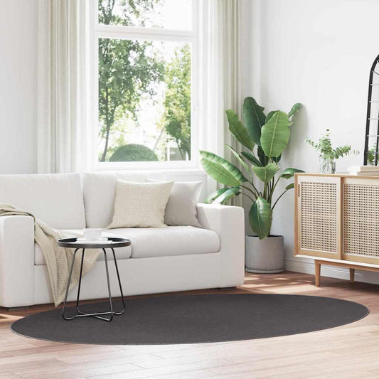 Vloerkleden Ovaal HUARTE Antraciet 160 x 230 cm 100% Polyester is nu te koop bij PeponiXL, paradijselijk wonen!