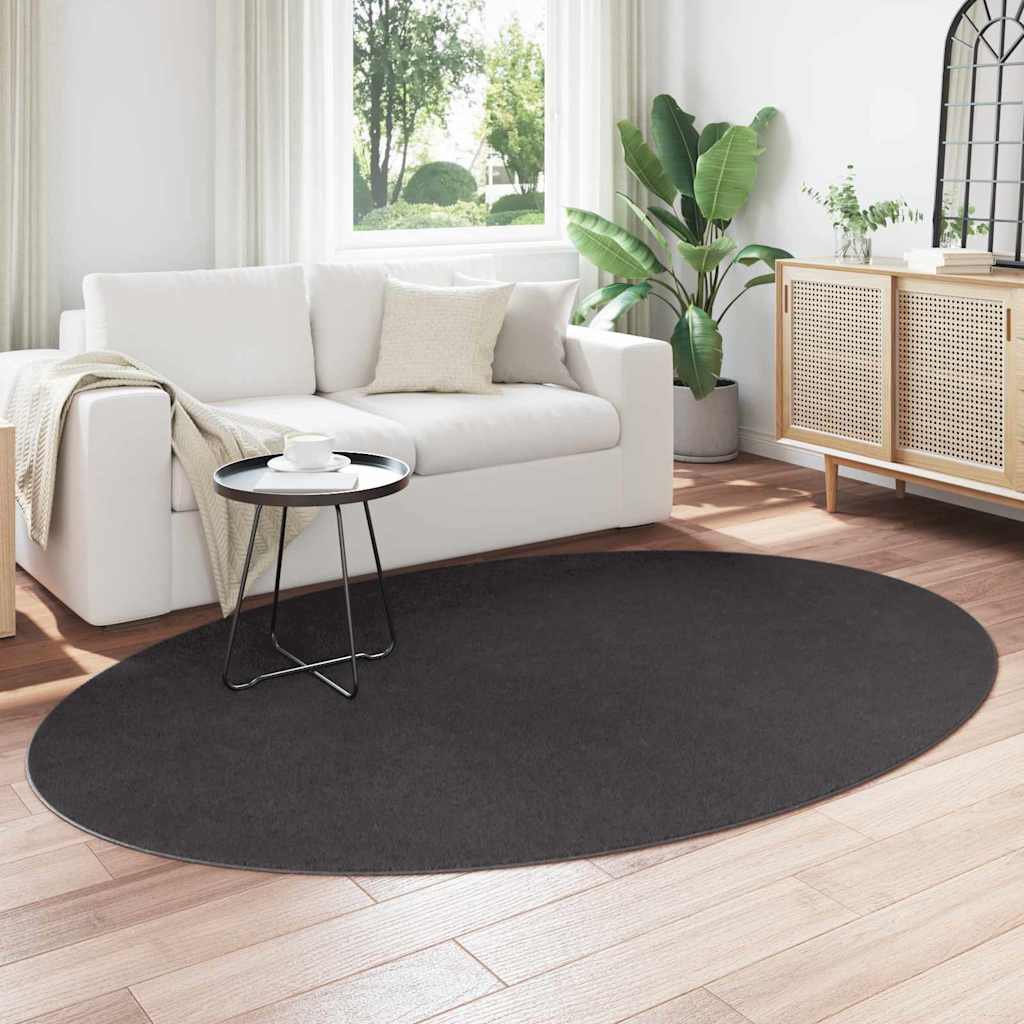 Vloerkleden Ovaal HUARTE Antraciet 160 x 230 cm 100% Polyester is nu te koop bij PeponiXL, paradijselijk wonen!