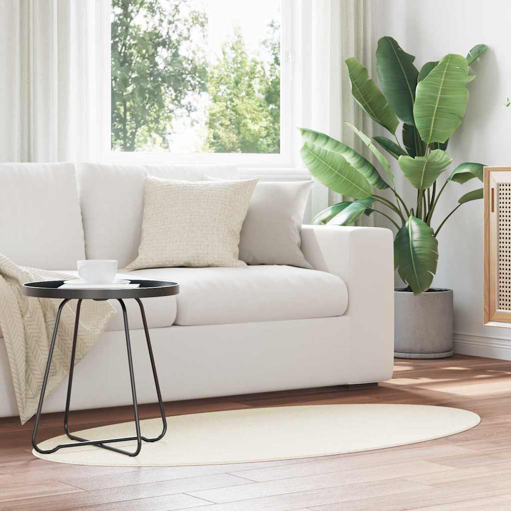 Vloerkleden Ovaal HUARTE Crème 80 x 150 cm 100% Polyester is nu te koop bij PeponiXL, paradijselijk wonen!