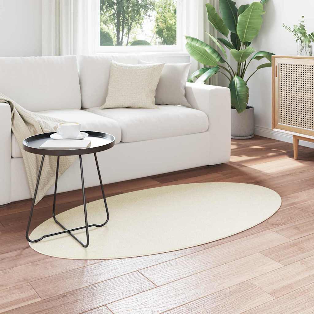 Vloerkleden Ovaal HUARTE Crème 80 x 150 cm 100% Polyester is nu te koop bij PeponiXL, paradijselijk wonen!