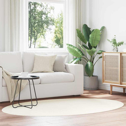 Vloerkleden Ovaal HUARTE Crème 140 x 200 cm 100% Polyester is nu te koop bij PeponiXL, paradijselijk wonen!