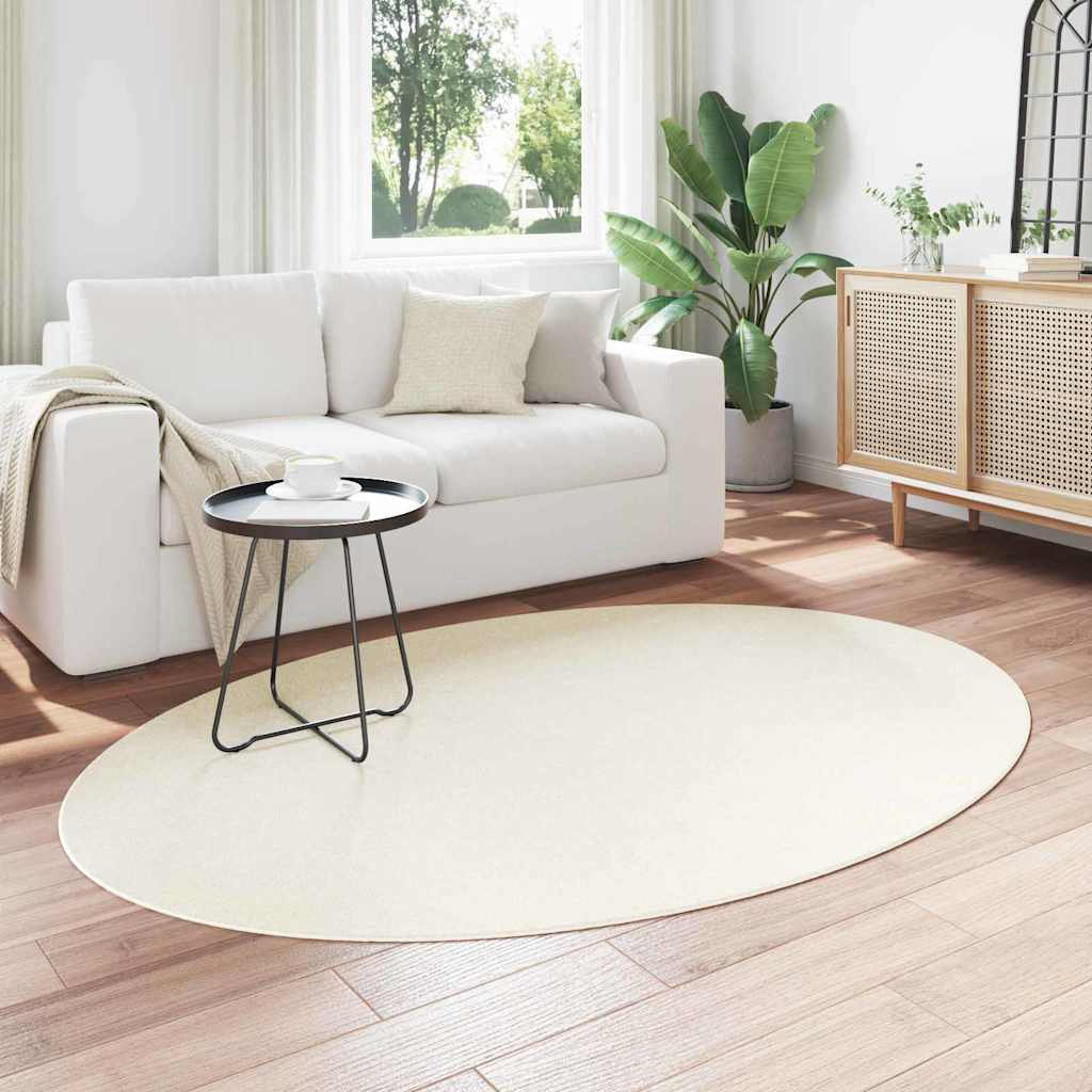 Vloerkleden Ovaal HUARTE Crème 140 x 200 cm 100% Polyester is nu te koop bij PeponiXL, paradijselijk wonen!