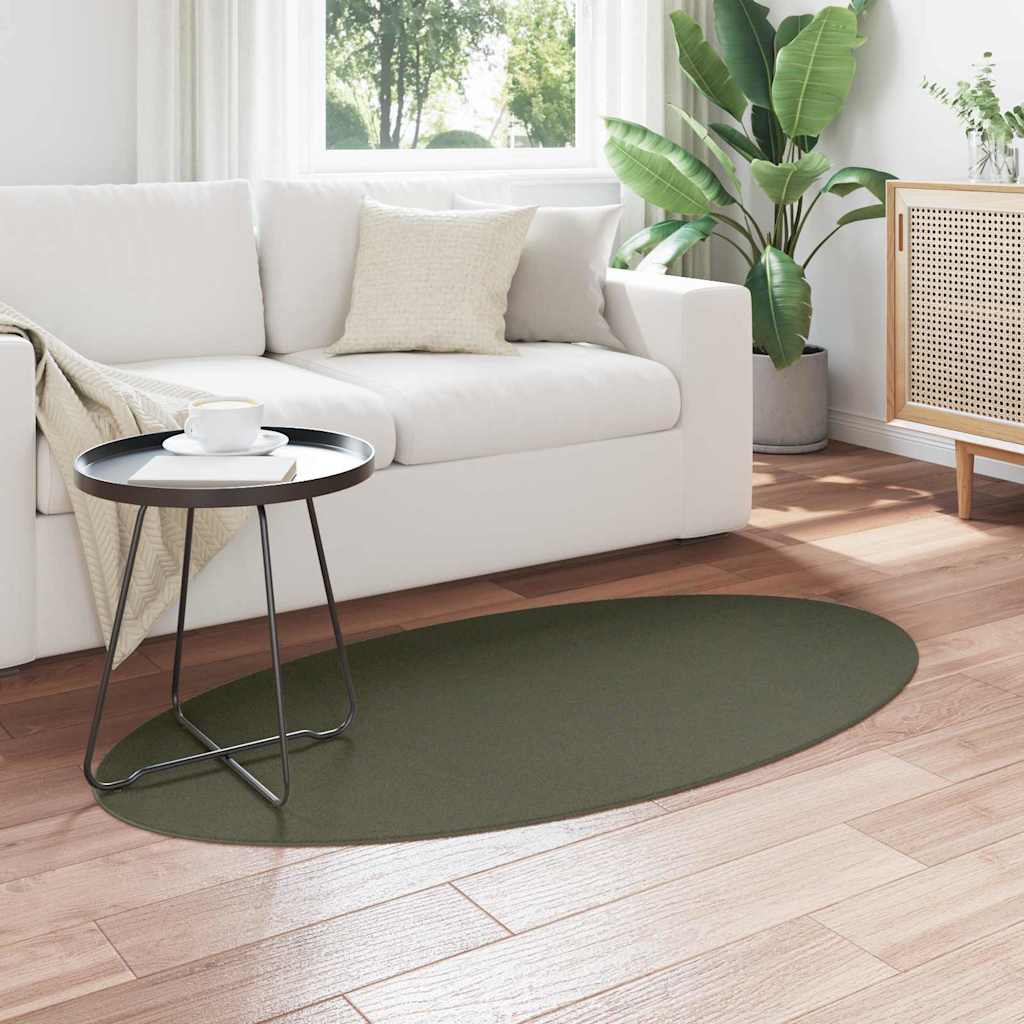 Vloerkleden Ovaal HUARTE Bosgroen 80 x 150 cm 100% Polyester is nu te koop bij PeponiXL, paradijselijk wonen!