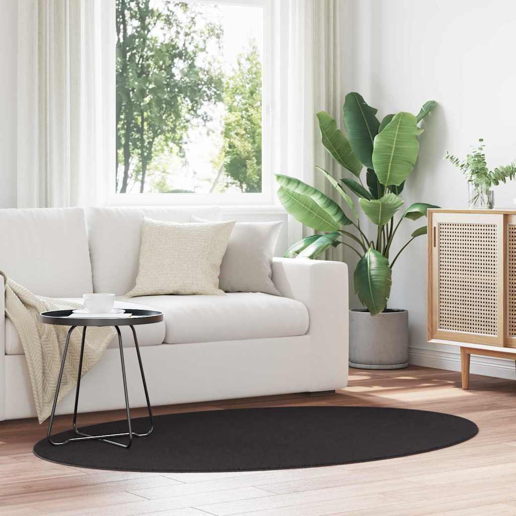 Vloerkleden Ovaal HUARTE Zwart 100 x 200 cm 100% Polyester is nu te koop bij PeponiXL, paradijselijk wonen!