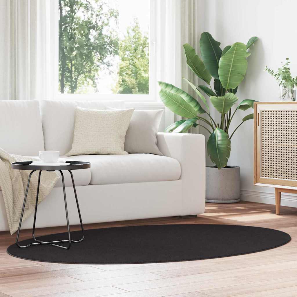 Vloerkleden Ovaal HUARTE Zwart 120 x 170 cm 100% Polyester is nu te koop bij PeponiXL, paradijselijk wonen!