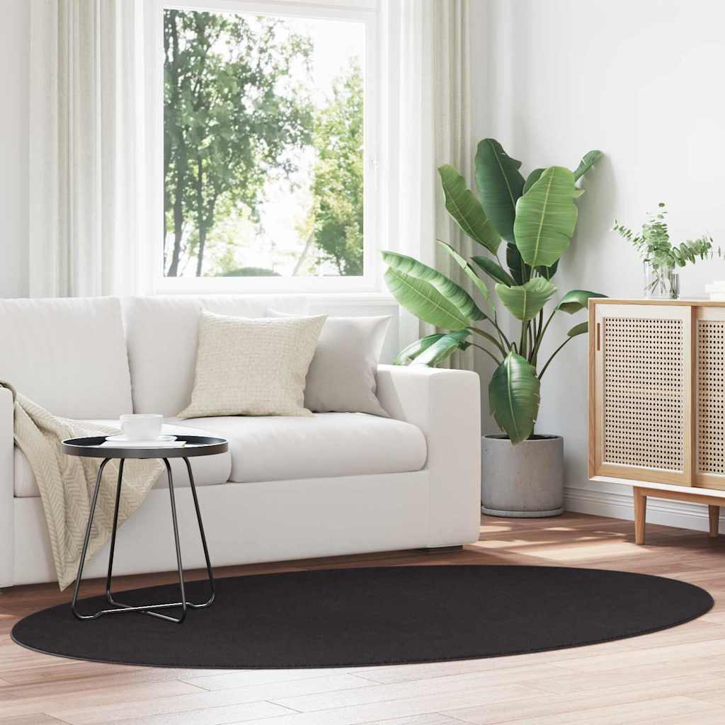 Vloerkleden Ovaal HUARTE Zwart 140 x 200 cm 100% Polyester is nu te koop bij PeponiXL, paradijselijk wonen!