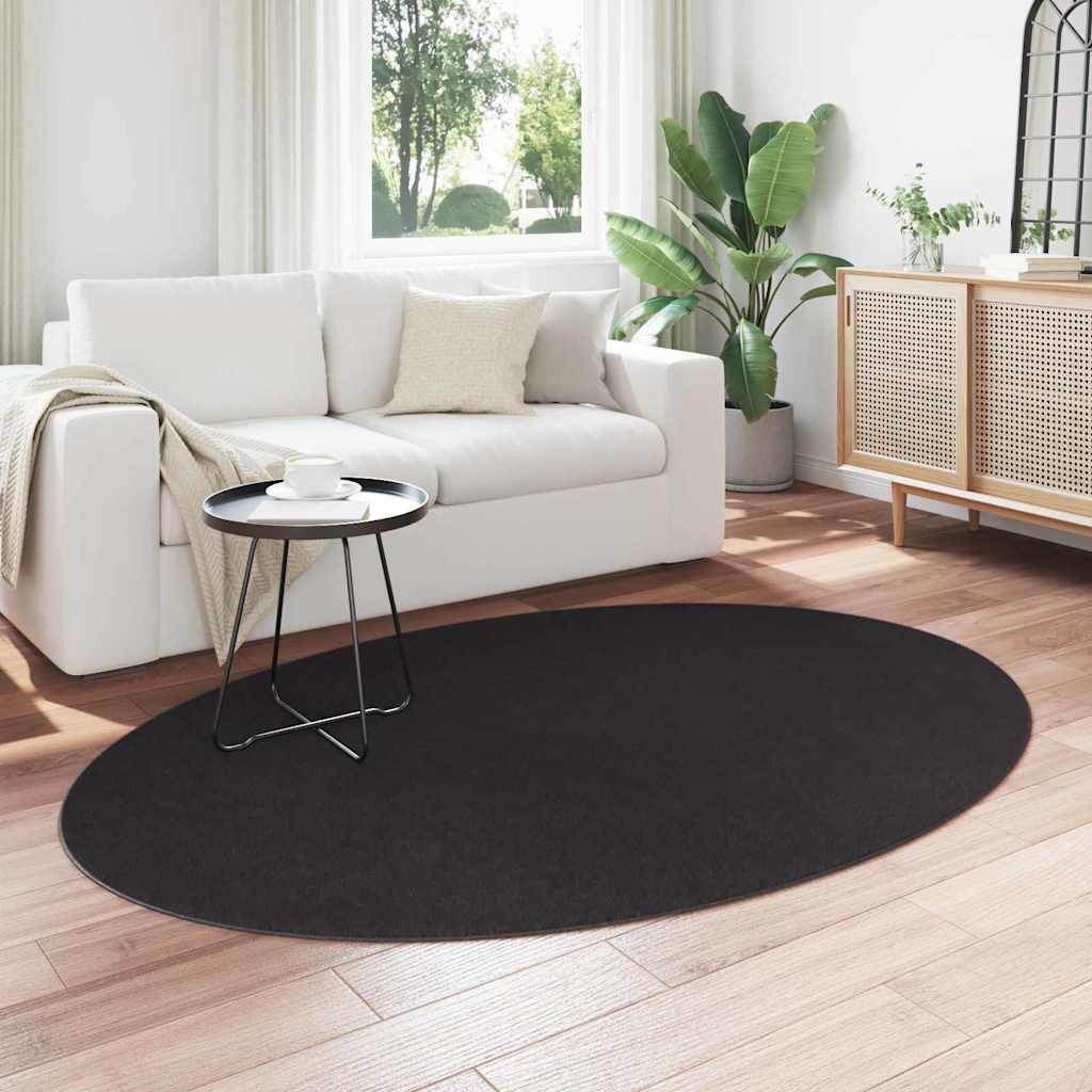 Vloerkleden Ovaal HUARTE Zwart 140 x 200 cm 100% Polyester is nu te koop bij PeponiXL, paradijselijk wonen!
