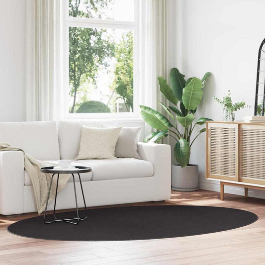 Vloerkleden Ovaal HUARTE Zwart 160 x 230 cm 100% Polyester is nu te koop bij PeponiXL, paradijselijk wonen!