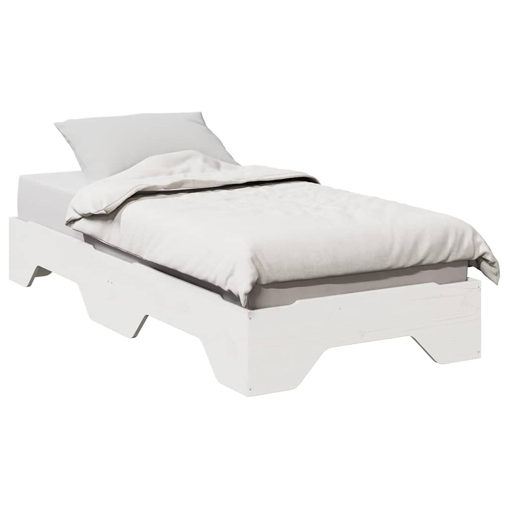 Bedframe zonder matras stapelbaar 80x200 cm massief hout wit is nu te koop bij PeponiXL, paradijselijk wonen!