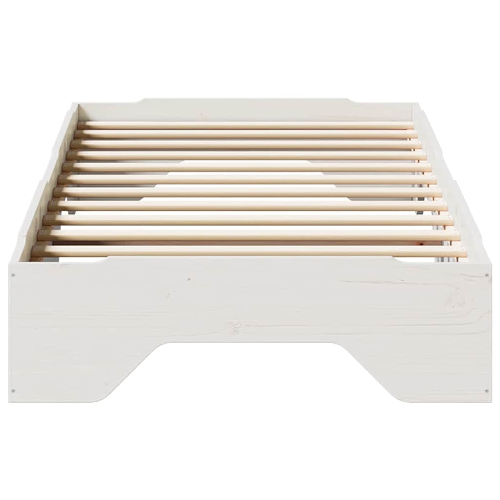 Bedframe zonder matras stapelbaar 80x200 cm massief hout wit is nu te koop bij PeponiXL, paradijselijk wonen!