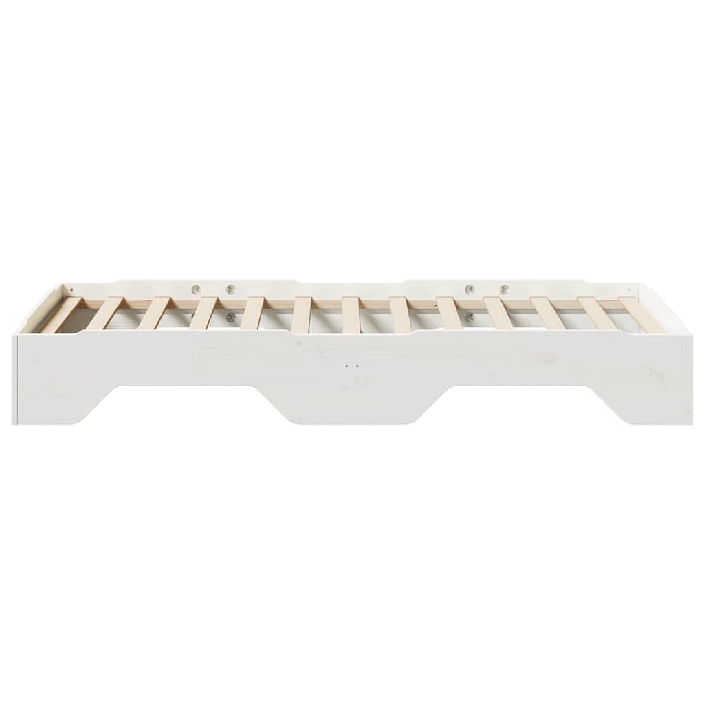 Bedframe zonder matras stapelbaar 80x200 cm massief hout wit is nu te koop bij PeponiXL, paradijselijk wonen!