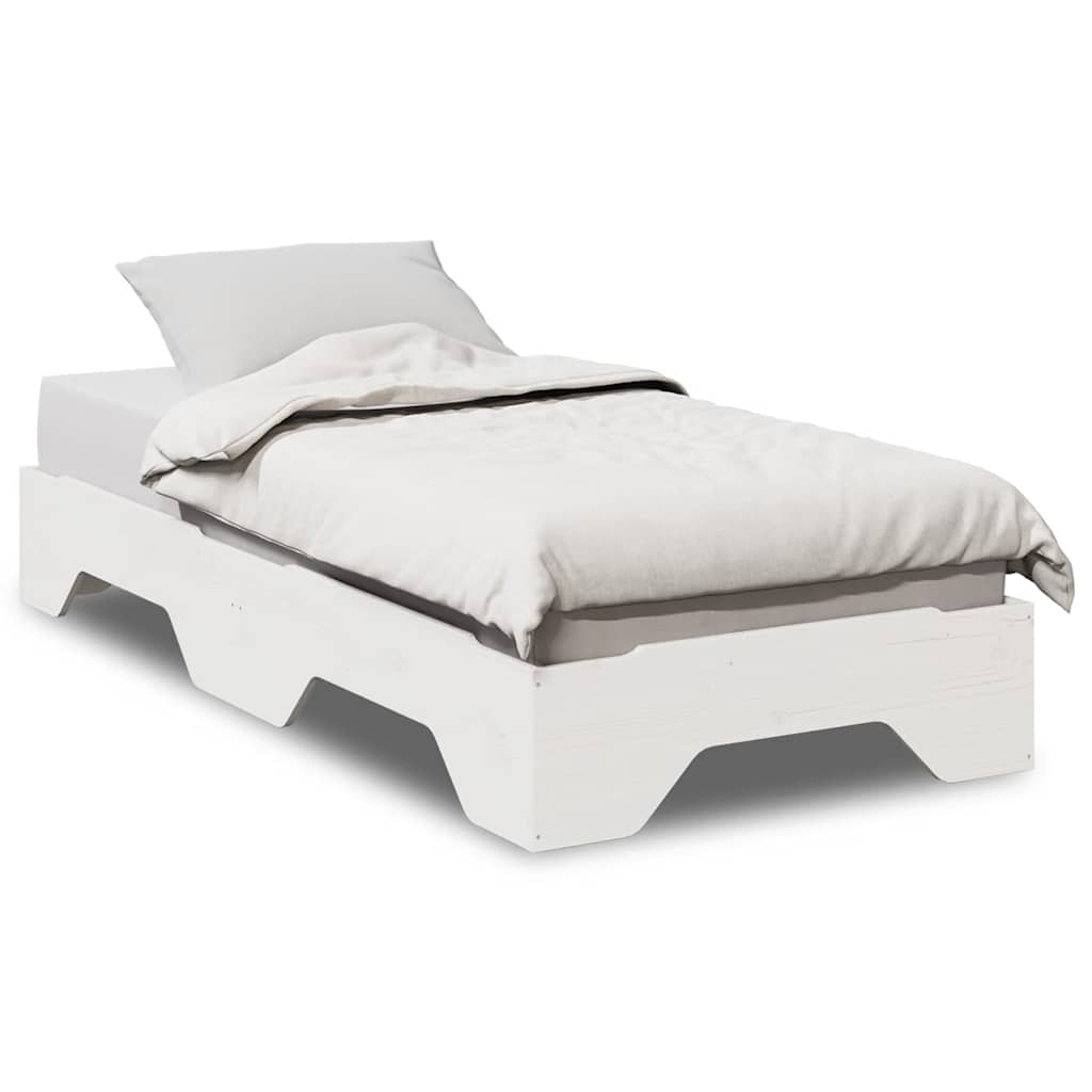 Bedframe zonder matras stapelbaar 80x200 cm massief hout wit is nu te koop bij PeponiXL, paradijselijk wonen!