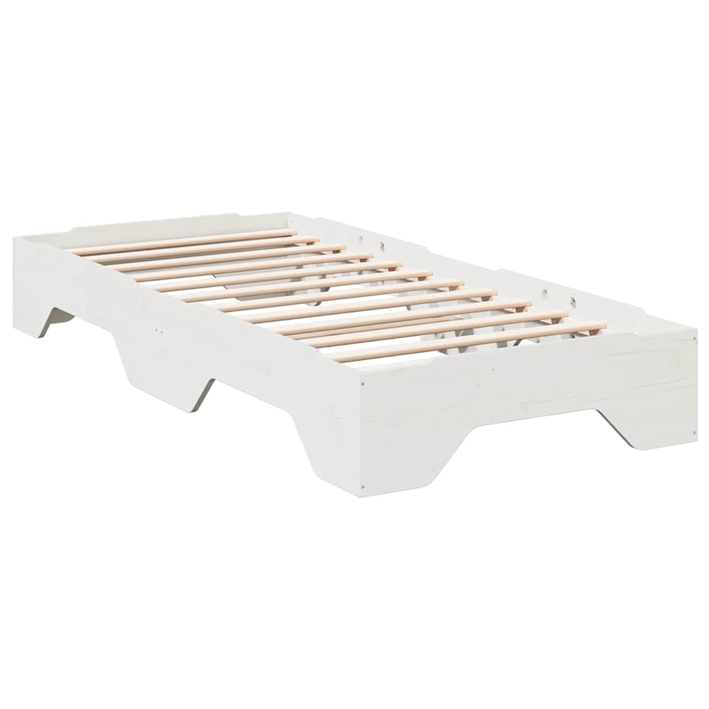 Bedframe zonder matras stapelbaar 75x190 cm massief hout wit is nu te koop bij PeponiXL, paradijselijk wonen!