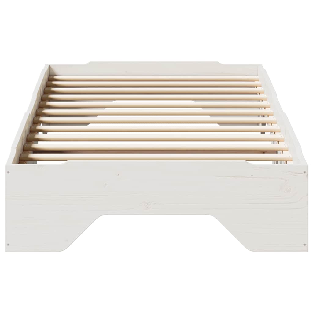 Bedframe zonder matras stapelbaar 75x190 cm massief hout wit is nu te koop bij PeponiXL, paradijselijk wonen!