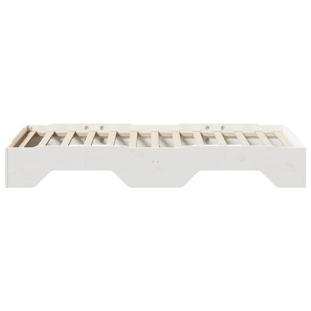 Bedframe zonder matras stapelbaar 75x190 cm massief hout wit is nu te koop bij PeponiXL, paradijselijk wonen!