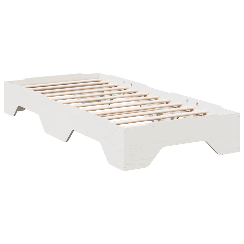 Bedframe zonder matras stapelbaar 75x190 cm massief hout wit is nu te koop bij PeponiXL, paradijselijk wonen!