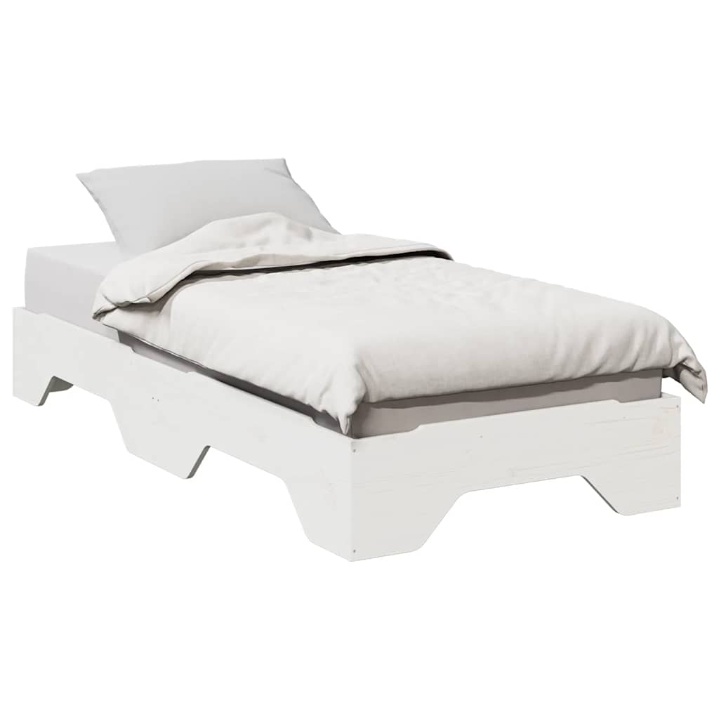 Bedframe zonder matras stapelbaar 75x190 cm massief hout wit is nu te koop bij PeponiXL, paradijselijk wonen!