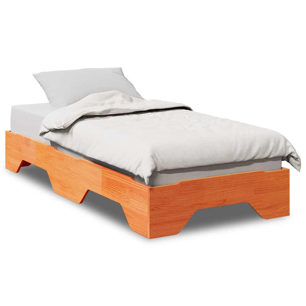 Bedframe zonder matras stapelbaar wasbruin 75x190 cm hout is nu te koop bij PeponiXL, paradijselijk wonen!