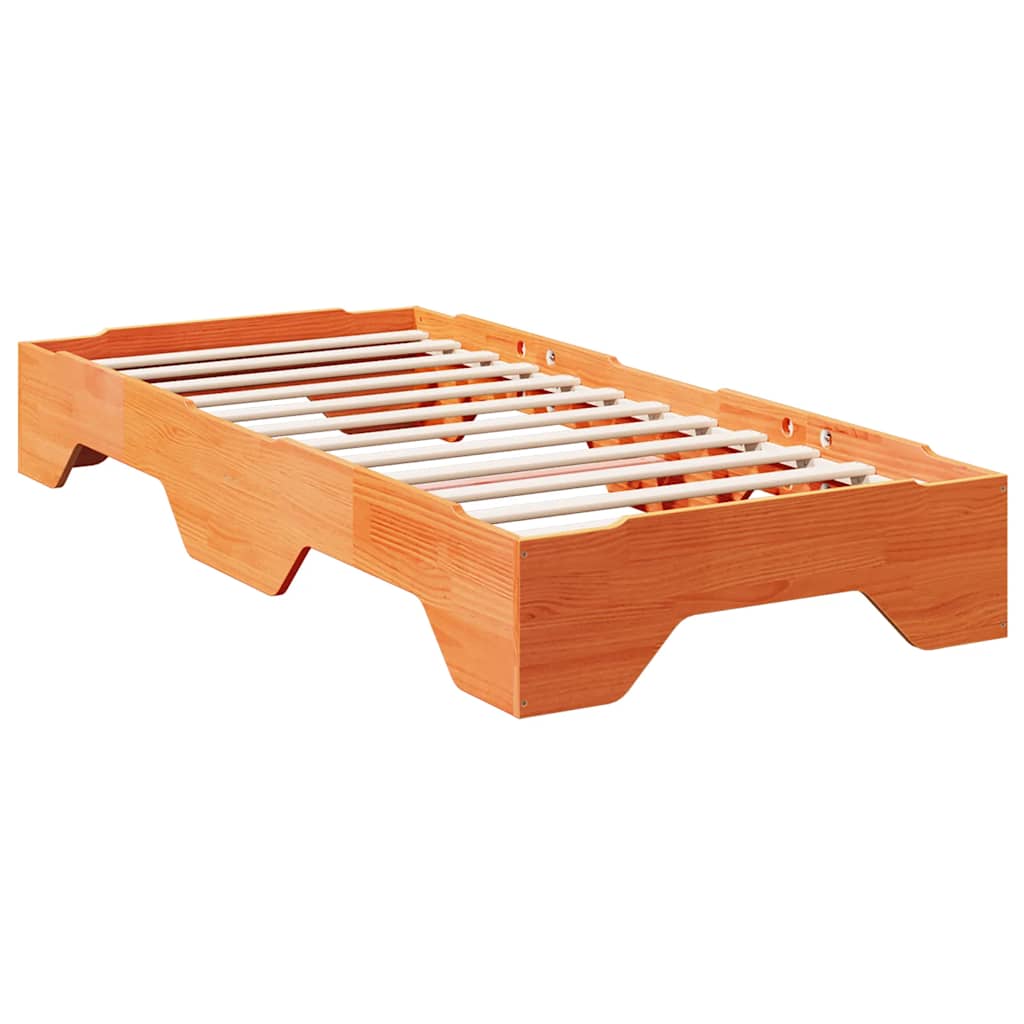 Bedframe zonder matras stapelbaar wasbruin 75x190 cm hout is nu te koop bij PeponiXL, paradijselijk wonen!