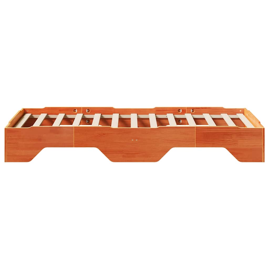 Bedframe zonder matras stapelbaar wasbruin 75x190 cm hout is nu te koop bij PeponiXL, paradijselijk wonen!