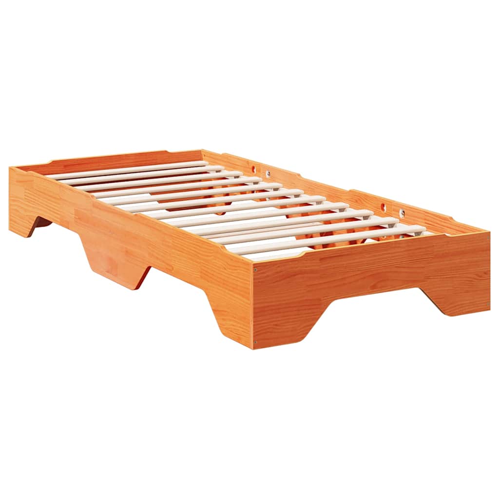 Bedframe zonder matras stapelbaar wasbruin 75x190 cm hout is nu te koop bij PeponiXL, paradijselijk wonen!