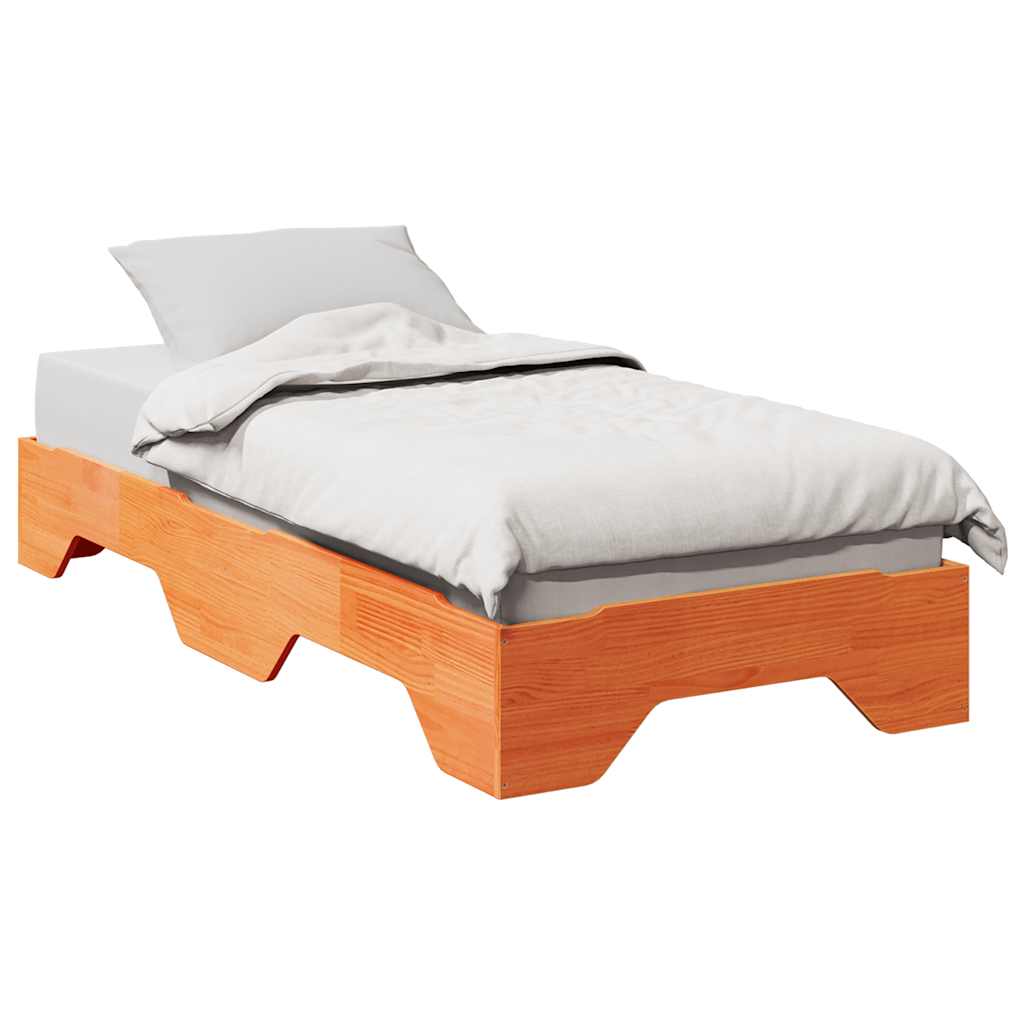 Bedframe zonder matras stapelbaar wasbruin 75x190 cm hout is nu te koop bij PeponiXL, paradijselijk wonen!