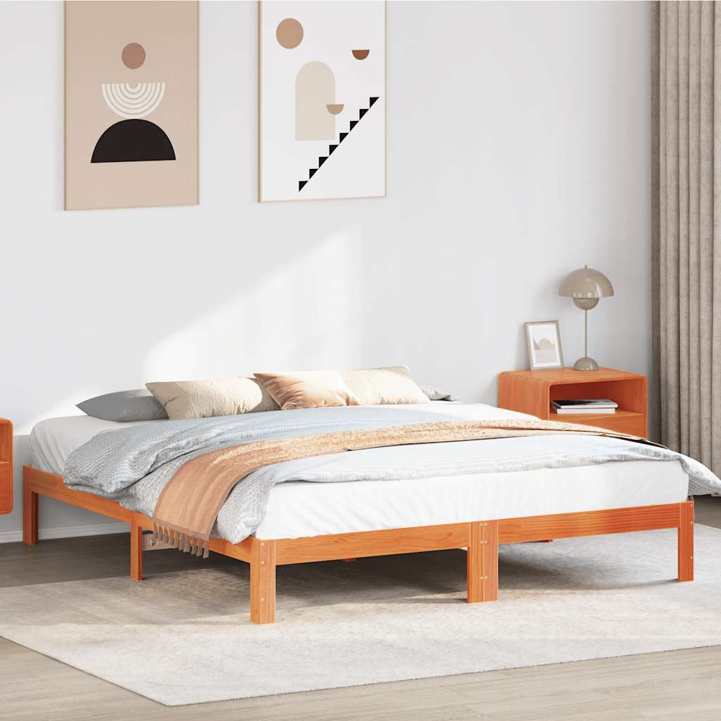 Bedframe zonder matras massief grenenhout wasbruin 160x200 cm is nu te koop bij PeponiXL, paradijselijk wonen!