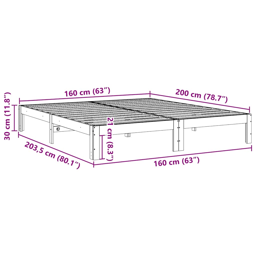 Bedframe zonder matras massief grenenhout wasbruin 160x200 cm is nu te koop bij PeponiXL, paradijselijk wonen!