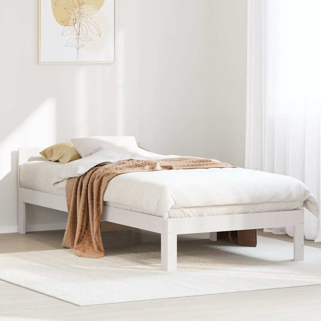 Bedframe zonder matras massief grenenhout wit 80x200 cm is nu te koop bij PeponiXL, paradijselijk wonen!