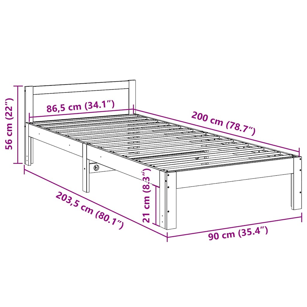 Bedframe zonder matras massief grenenhout wit 90x200 cm is nu te koop bij PeponiXL, paradijselijk wonen!