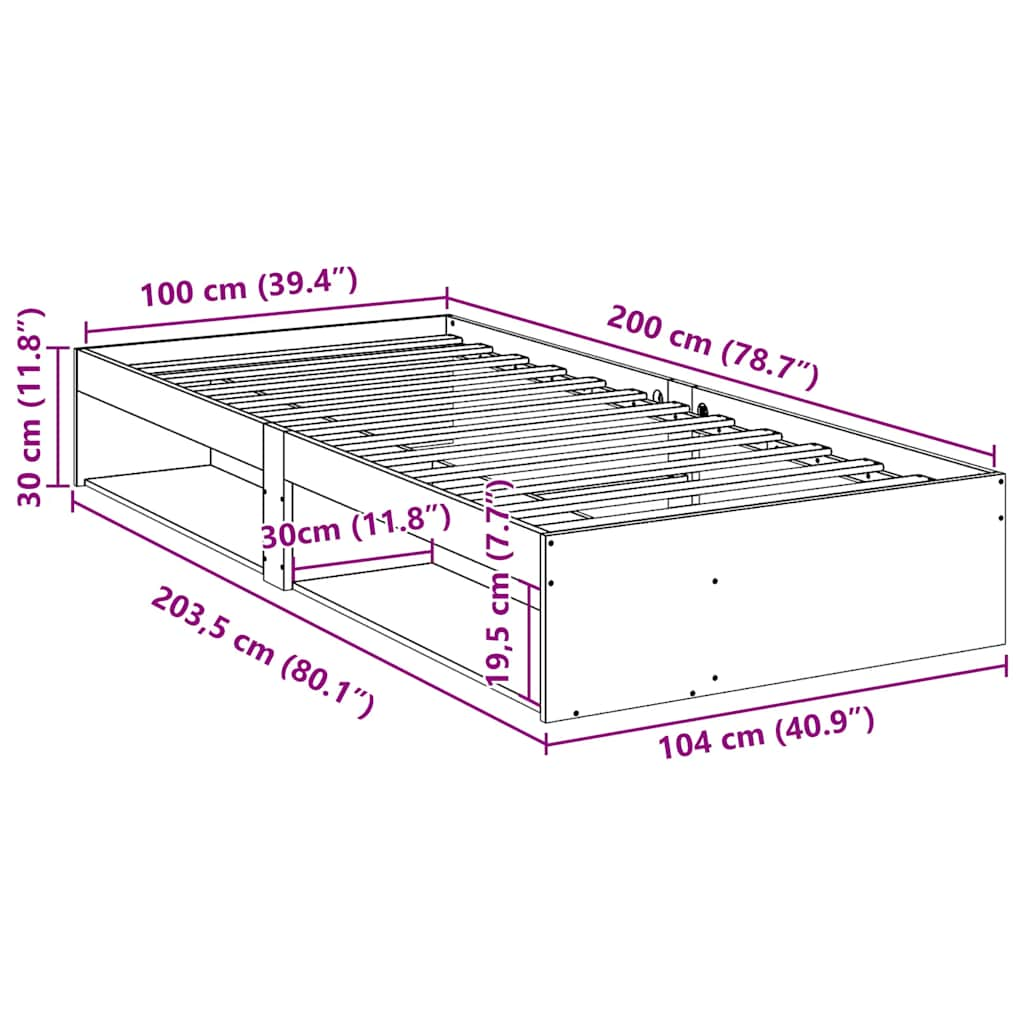 Slaapbank zonder matras 100x200 cm massief grenenhout is nu te koop bij PeponiXL, paradijselijk wonen!