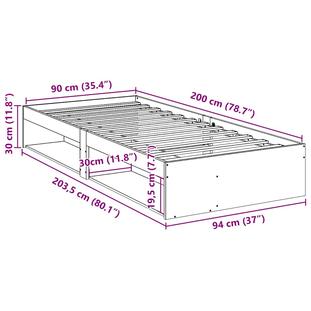 Slaapbank zonder matras 90x200 cm massief grenenhout is nu te koop bij PeponiXL, paradijselijk wonen!