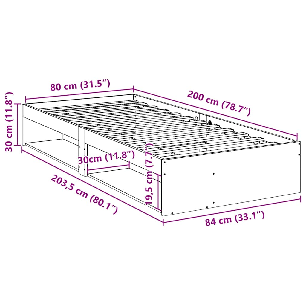 Slaapbank zonder matras 80x200 cm massief grenenhout is nu te koop bij PeponiXL, paradijselijk wonen!