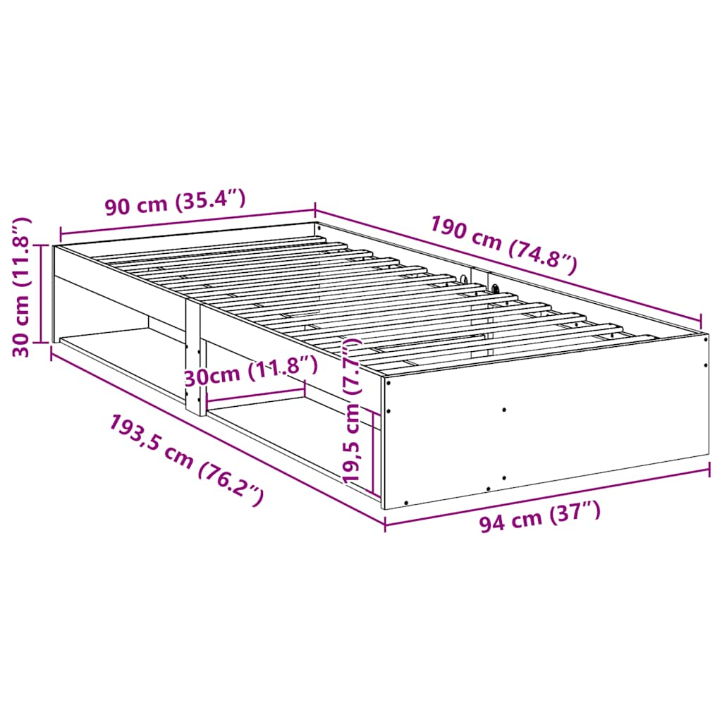 Slaapbank zonder matras 90x190 cm massief grenenhout is nu te koop bij PeponiXL, paradijselijk wonen!