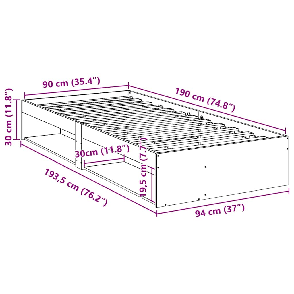 Slaapbank zonder matras 90x190 cm massief grenenhout wasbruin is nu te koop bij PeponiXL, paradijselijk wonen!