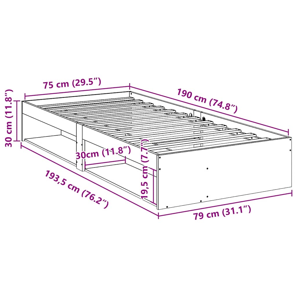 Bedbank zonder matras wasbruin 75x190 cm massief grenenhout is nu te koop bij PeponiXL, paradijselijk wonen!