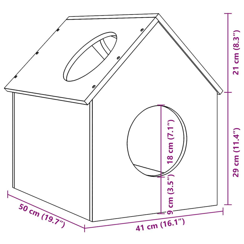 Kattenhuis 41x50x50 cm massief grenenhout is nu te koop bij PeponiXL, paradijselijk wonen!