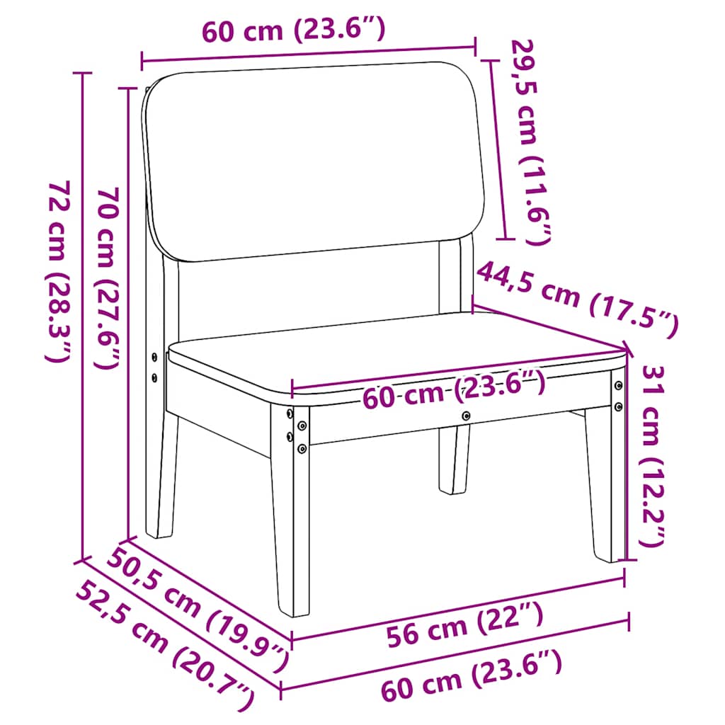 Tuinstoelen 2 st 60x52,5x72 cm massief grenenhout wit is nu te koop bij PeponiXL, paradijselijk wonen!