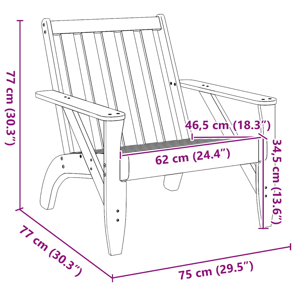 Tuinstoel Adirondack 75x77x77 cm massief grenenhout wit is nu te koop bij PeponiXL, paradijselijk wonen!