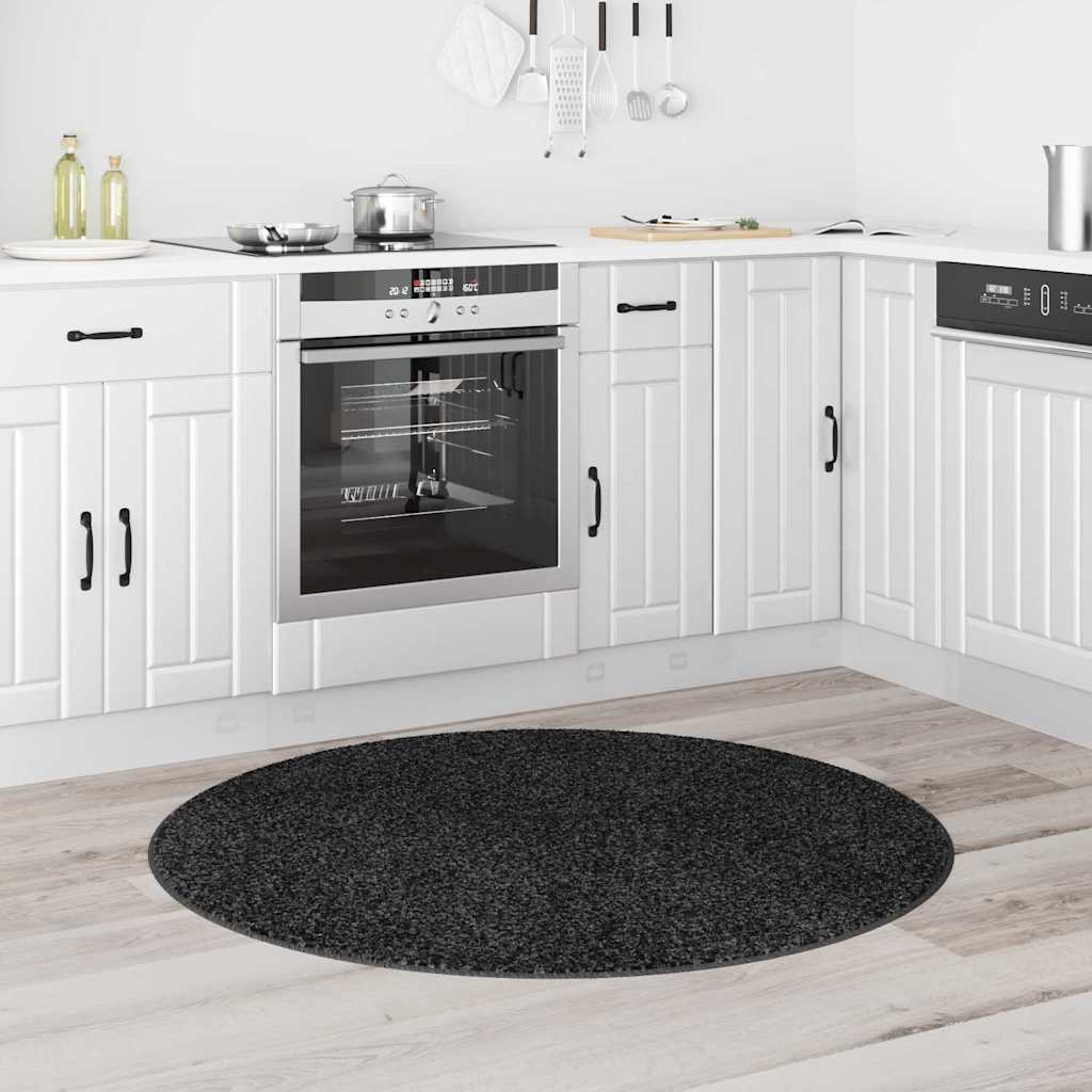 Antislip Shaggy Tapijt Donkergrijs 120 x 120 cm PP is nu te koop bij PeponiXL, paradijselijk wonen!